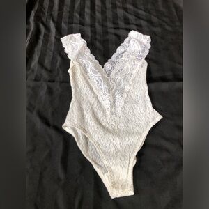 Vtg White Lace Bodysuit